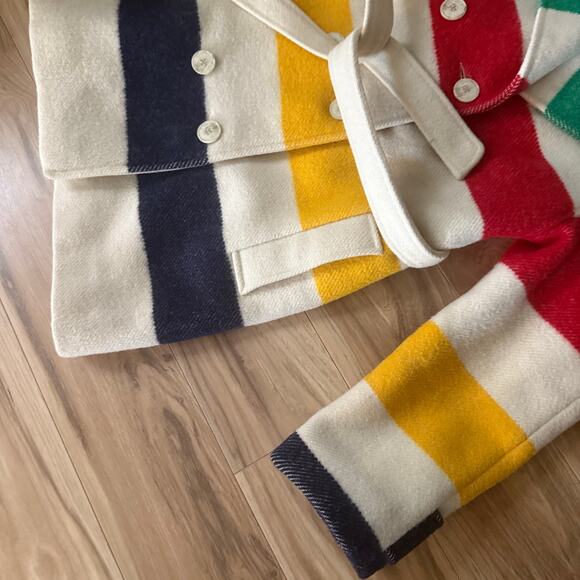 PENDLETON x HUDSON'S BAY | Vintage Wool Coat Jacket Red Yellow Navy Green | XL - Picture 4 of 10